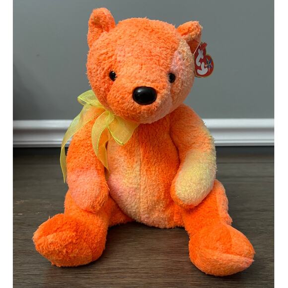Vintage 2001 TY Beanie Buddies Tangerine The Bear Plush With‎ Swing Tag - Picture 1 of 7